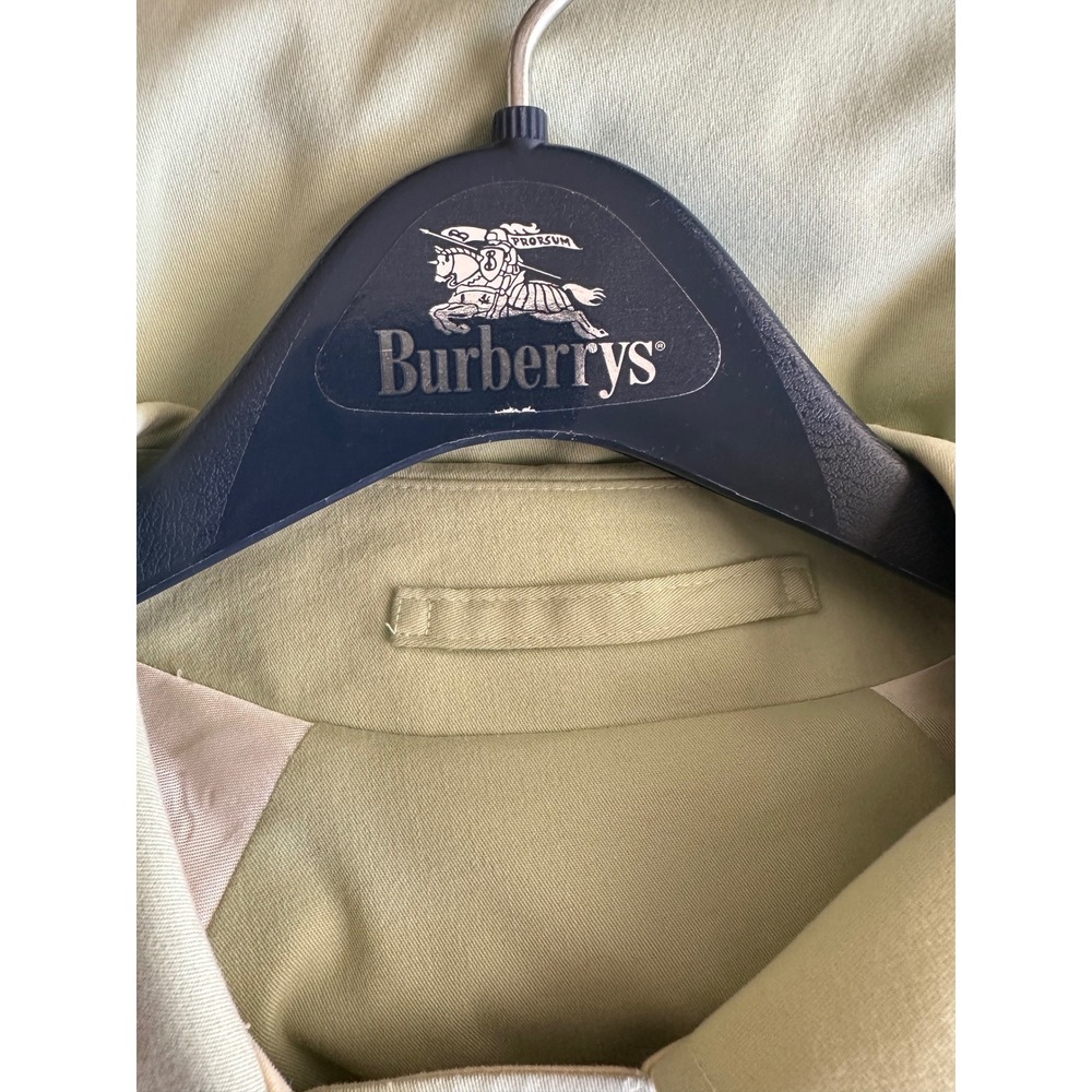 Vintage Burberrys' Mint Sage Green Mac Trench Coat Size 12L w/ Hanger & Dust Bag - Picture 6 of 11